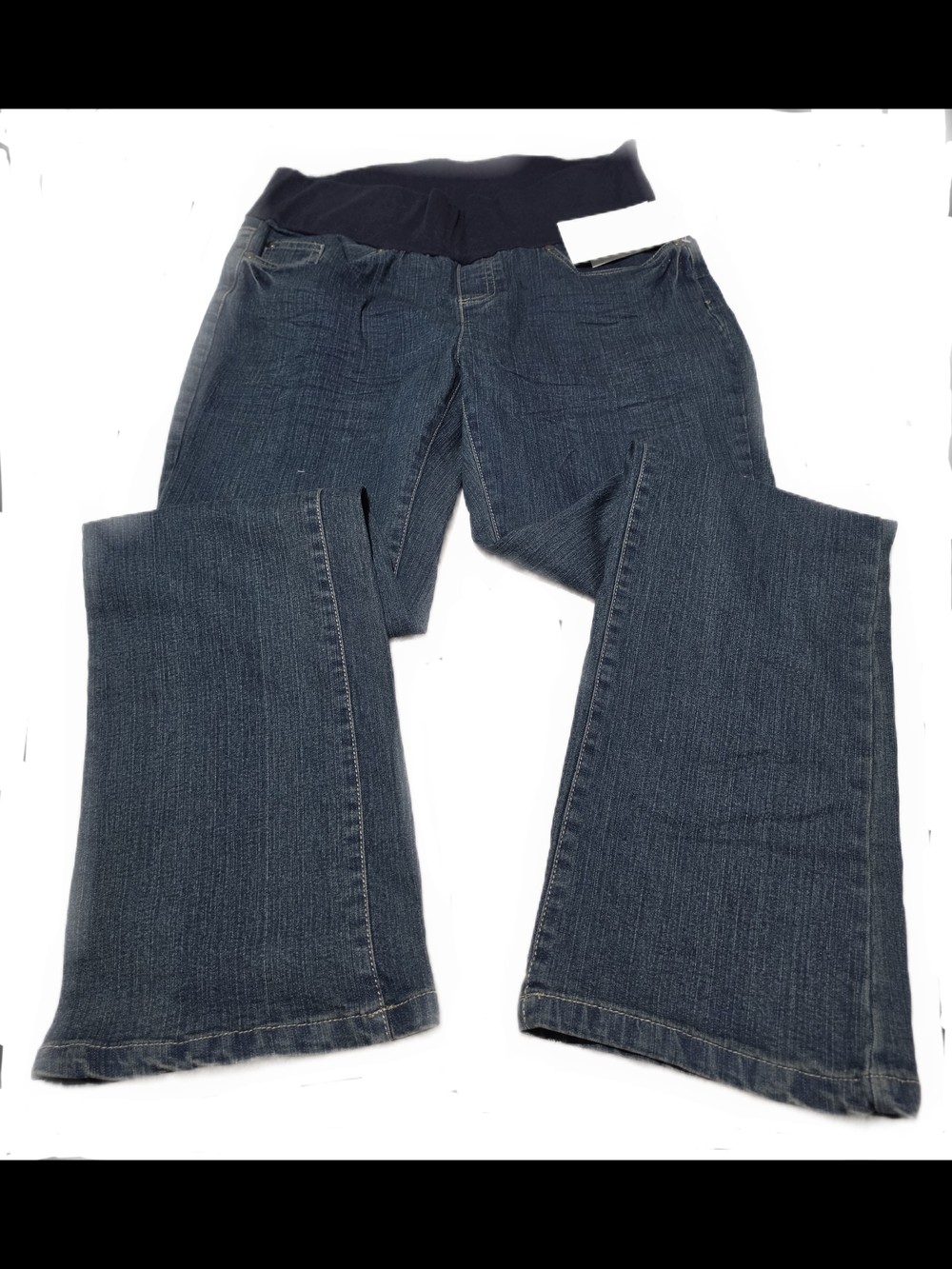 Maternity Wide-Leg Jeans in Dark Blue with Stretch Waistband